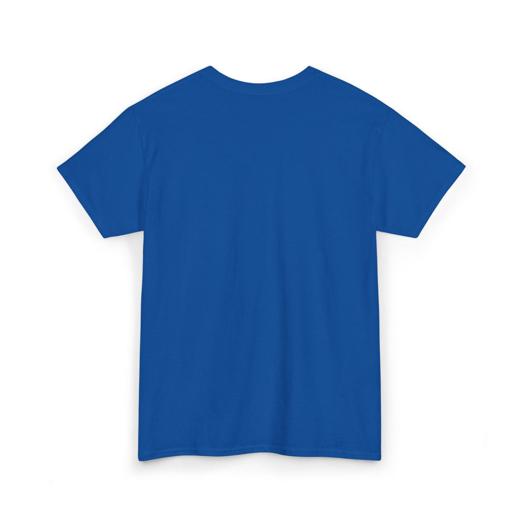 Back view premium modern bluet-shirt, white background