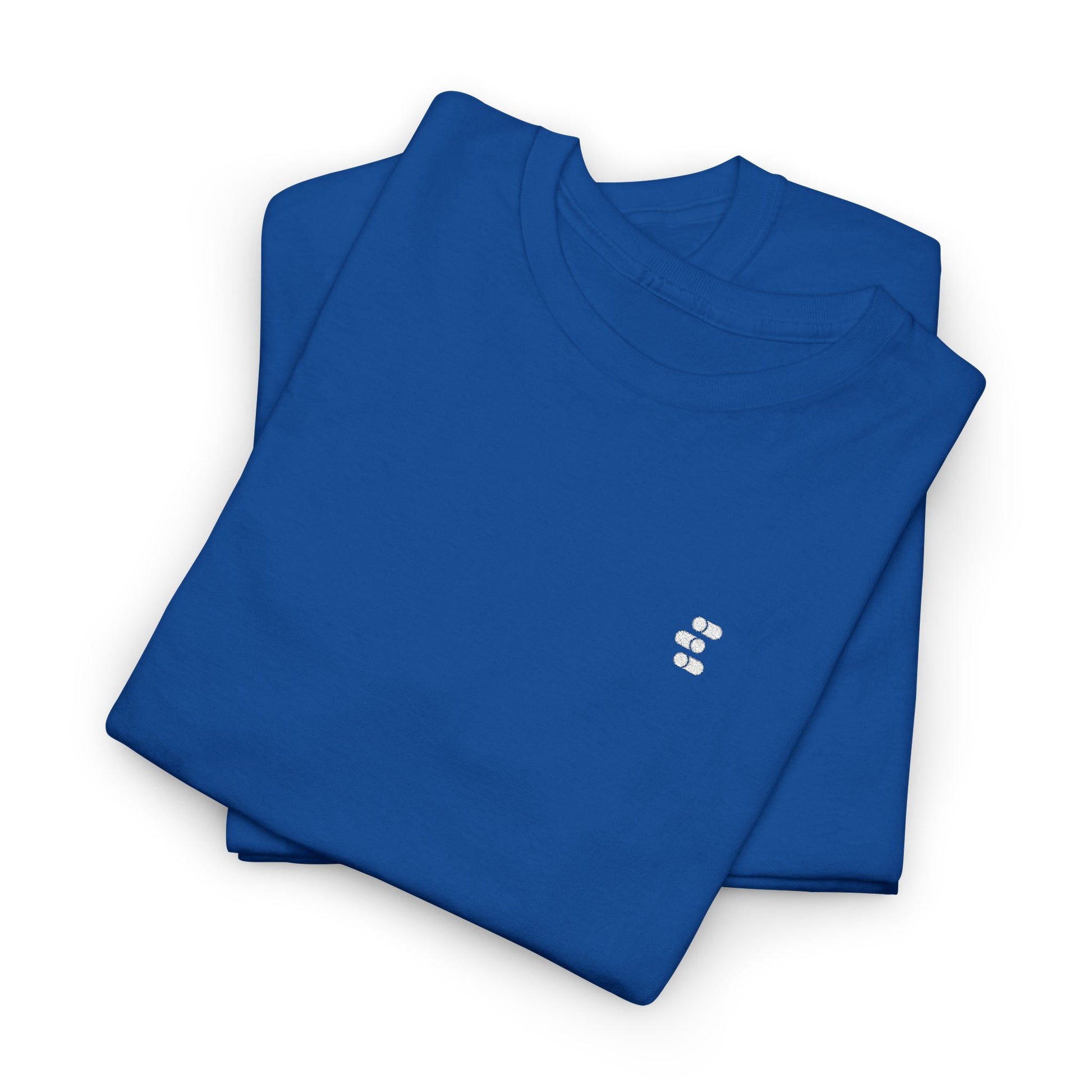 Folded EigenMode embroidered logo blue T-shirt, premium modern quantum physics clothing